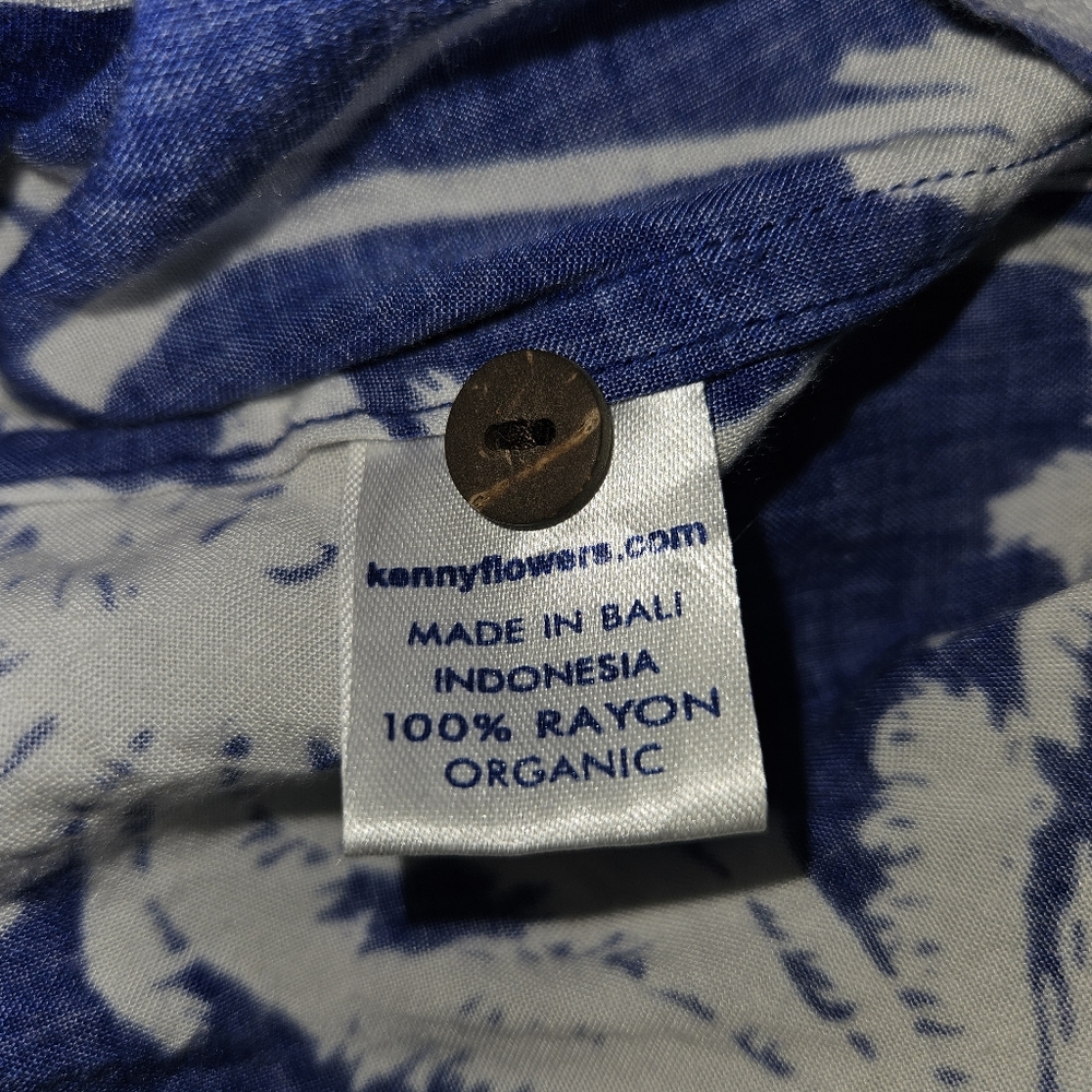 Kenny Flowers Blue Palm Limited Edition Button Down Cotton Hawaiian Shirt S - Picture 11 of 12